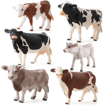 Deti pevné krava série animal model ranč statické hračka ornament bull model hračka tabuľka ornament