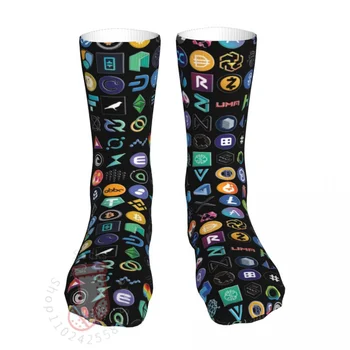 Amd Logá 3D Cryptocurrency Ponožky Mužov a Ženy je Bitcoin Litecoin Ethereum Ponožky Harajuku Jar Jeseň Zimné Ponožky Dary