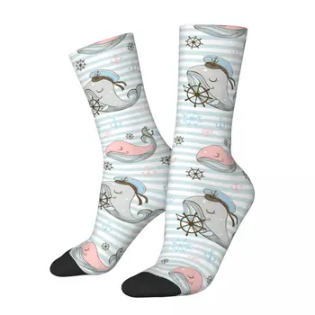 Módne pánske Ponožky Harajuku Roztomilé Morské Veľrýb Ponožka Mora Kotvy Vysoko Kvalitné Ženy Pančuchy Jar Leto Jeseň Zima