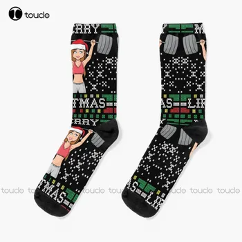 Veselé Liftmas Škaredé Vianoce Sveter Telocvični Miss Santa Claus Squat Korisť Posilňovňa Fitnes Ponožky Womans Ponožky Vianočný Darček