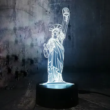 Americký Symbol Socha Slobody 3D LED Nočné Osvetlenie Domova Novinka stolná Lampa Led Zmena Nočného pre Deti Darček