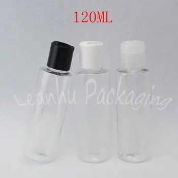 120ML Transparentné Ploché Ramenný Plastové Fľaše , 120CC Prázdne Kozmetické Kontajner , Sprchovací Gél / Šampón, Balenie Fľaša