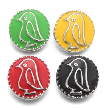 10pcs/veľa Módnych Snap Šperky Tlačidlá Penguin Maľovanie Modul Tlačidiel Fit 18 mm Modul Náramky Ženy Zliatiny Tlačidlo DIY Šperky