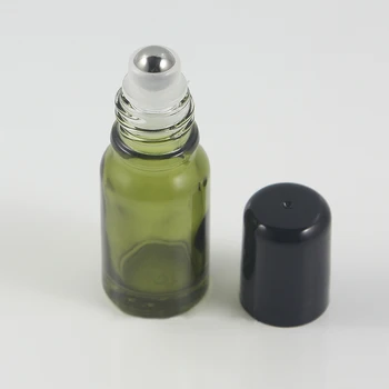 veľkoobchod s 10 ml mini sklo prejdite na fľašu s nehrdzavejúcej steeland sklenený valec malý esenciálny olej roller-na fľašu