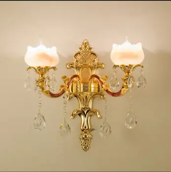Európska nástenné svietidlo obývacia izba, TV joj, steny, spálne, nočná lampa uličkou atmosféru luxusu crystal jade zlato